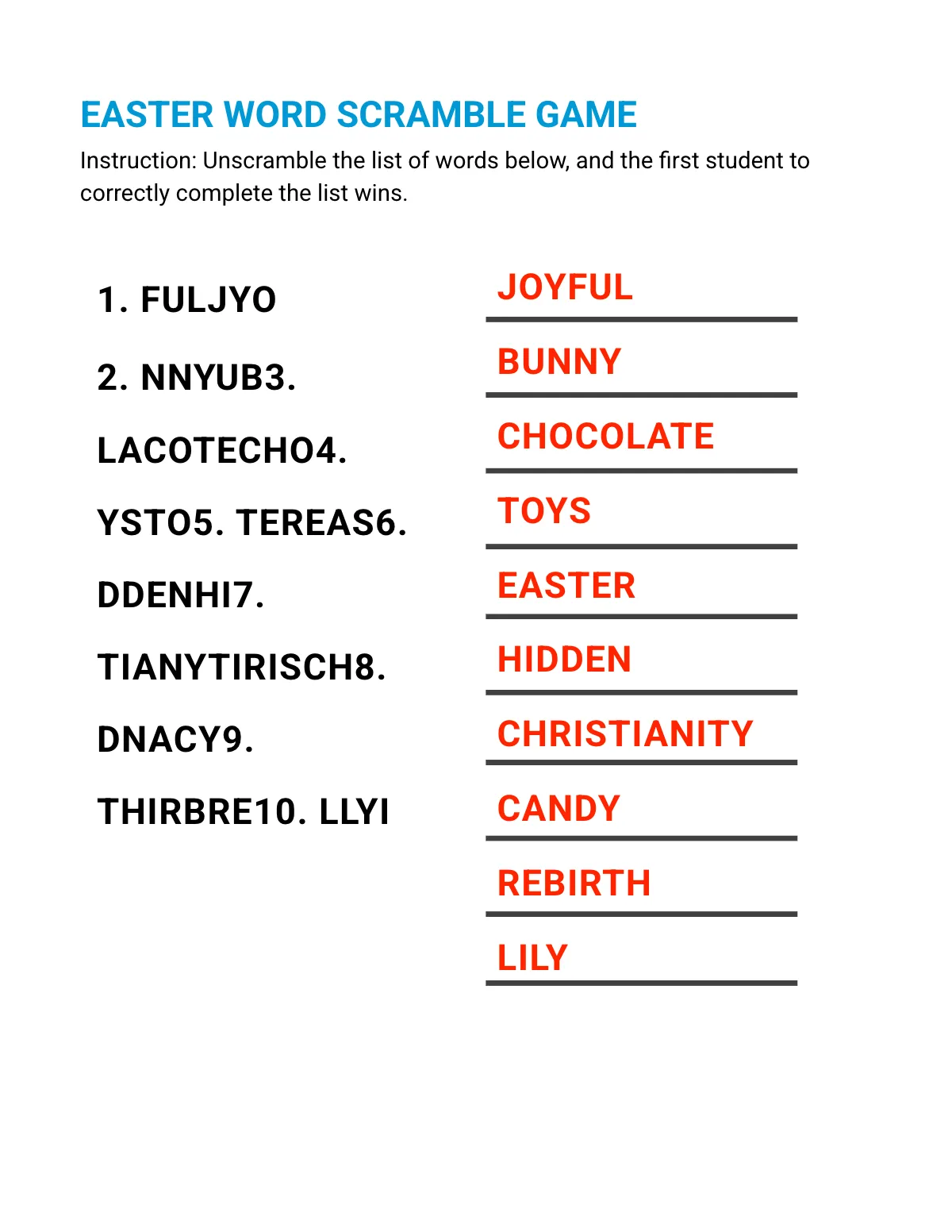 Free Easter Game Template to Edit Online