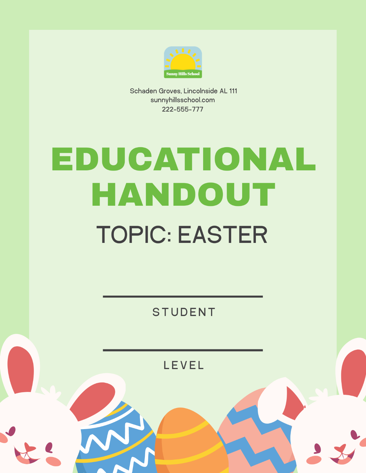 Free Easter Handout Template