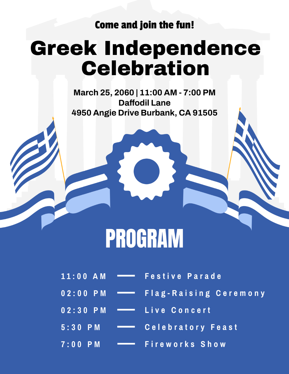 Free Greek Independence Day Program Template