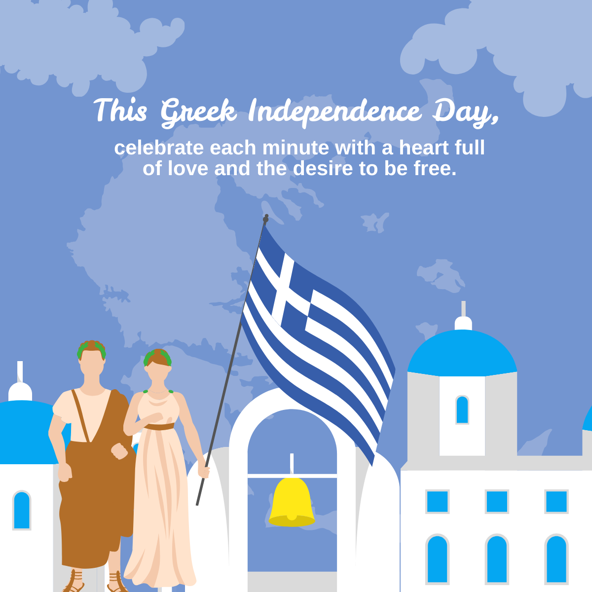 Greek Independence Day Linkedin Post Template