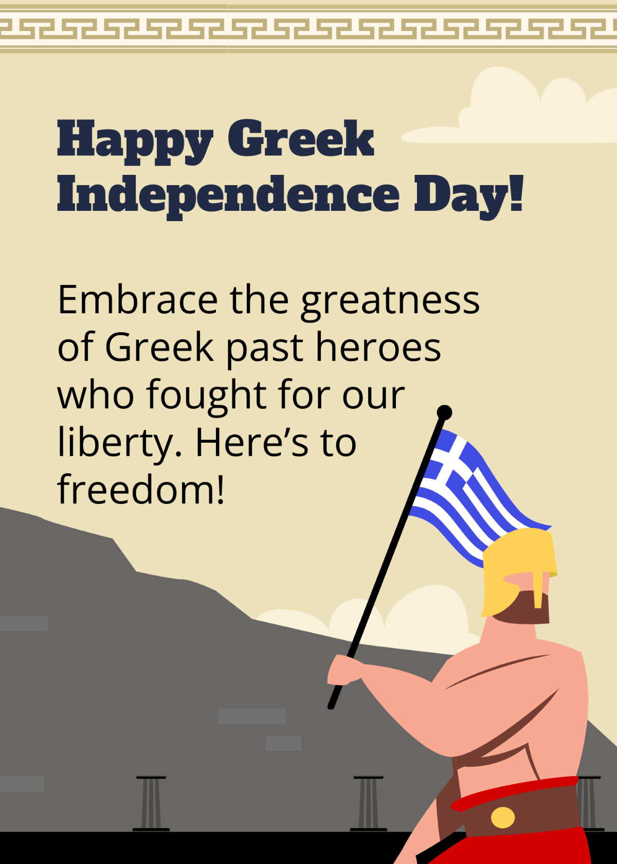 Free Greek Independence Day Greeting Card Template