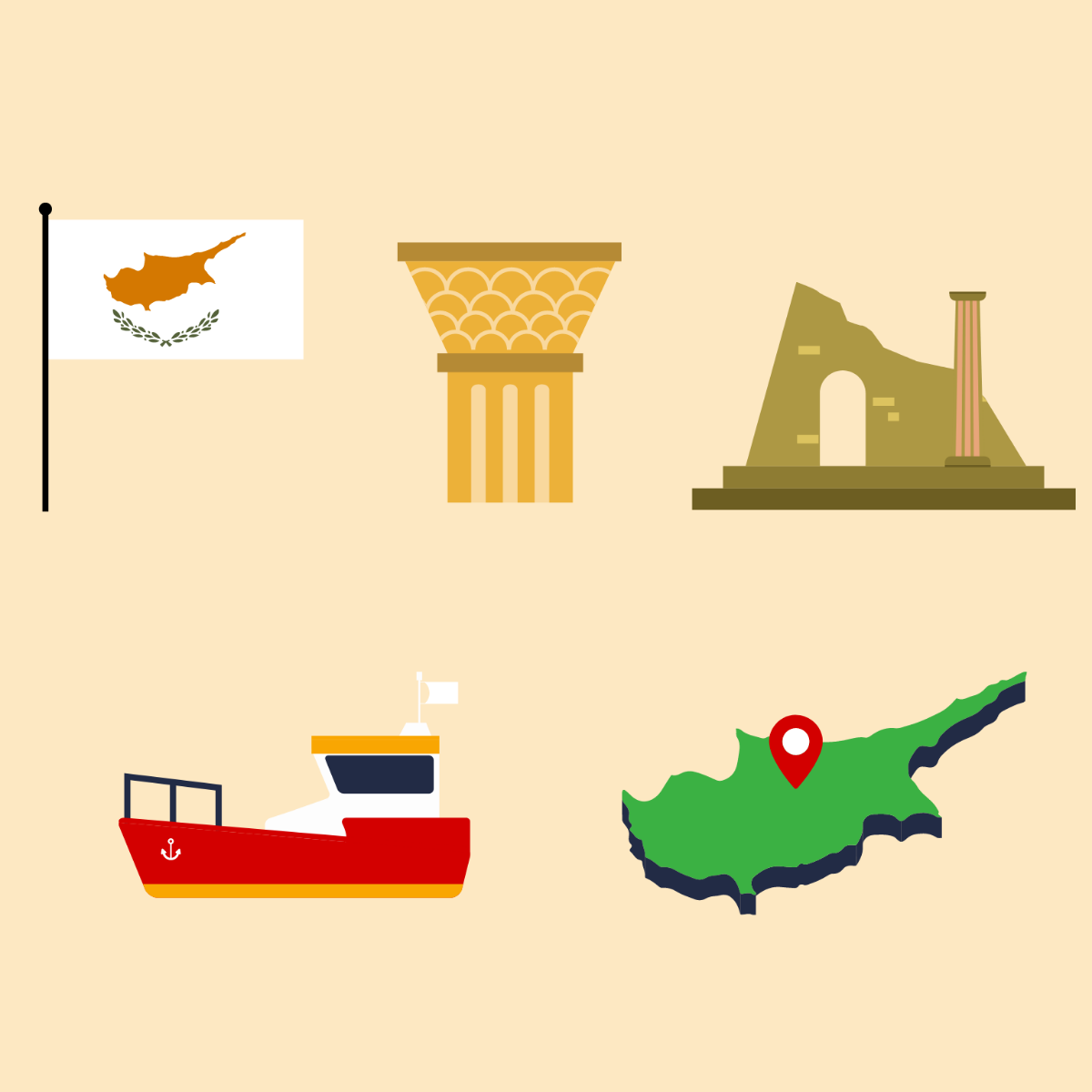 Cyprus National Day Icons Template