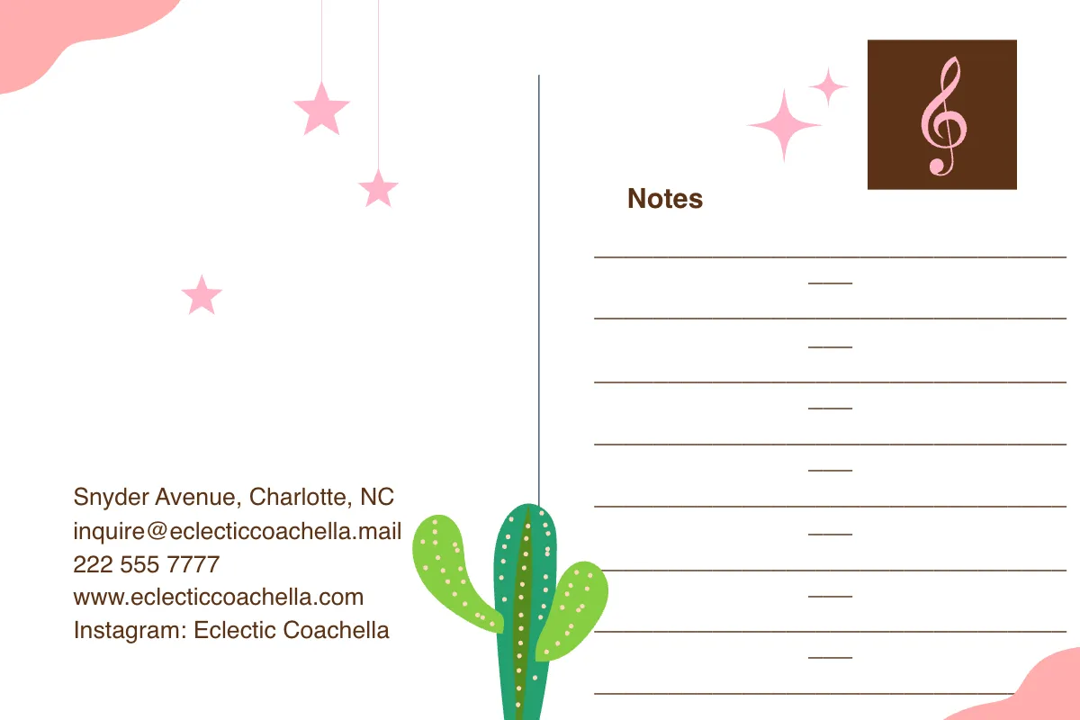 Free Coachella Postcard Template to Edit Online
