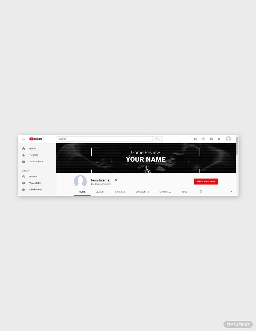 YouTube Channel Art Game Review Template