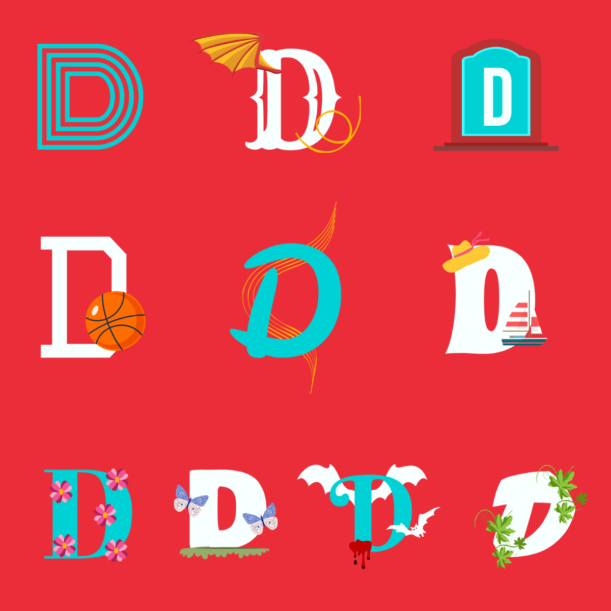 D Letter Design Template