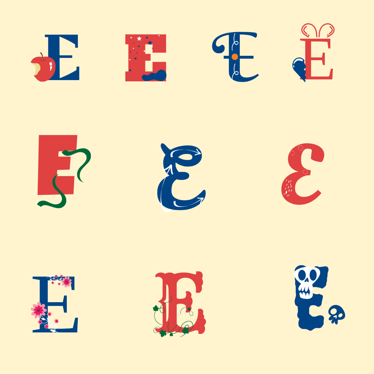 E Letter Design Template