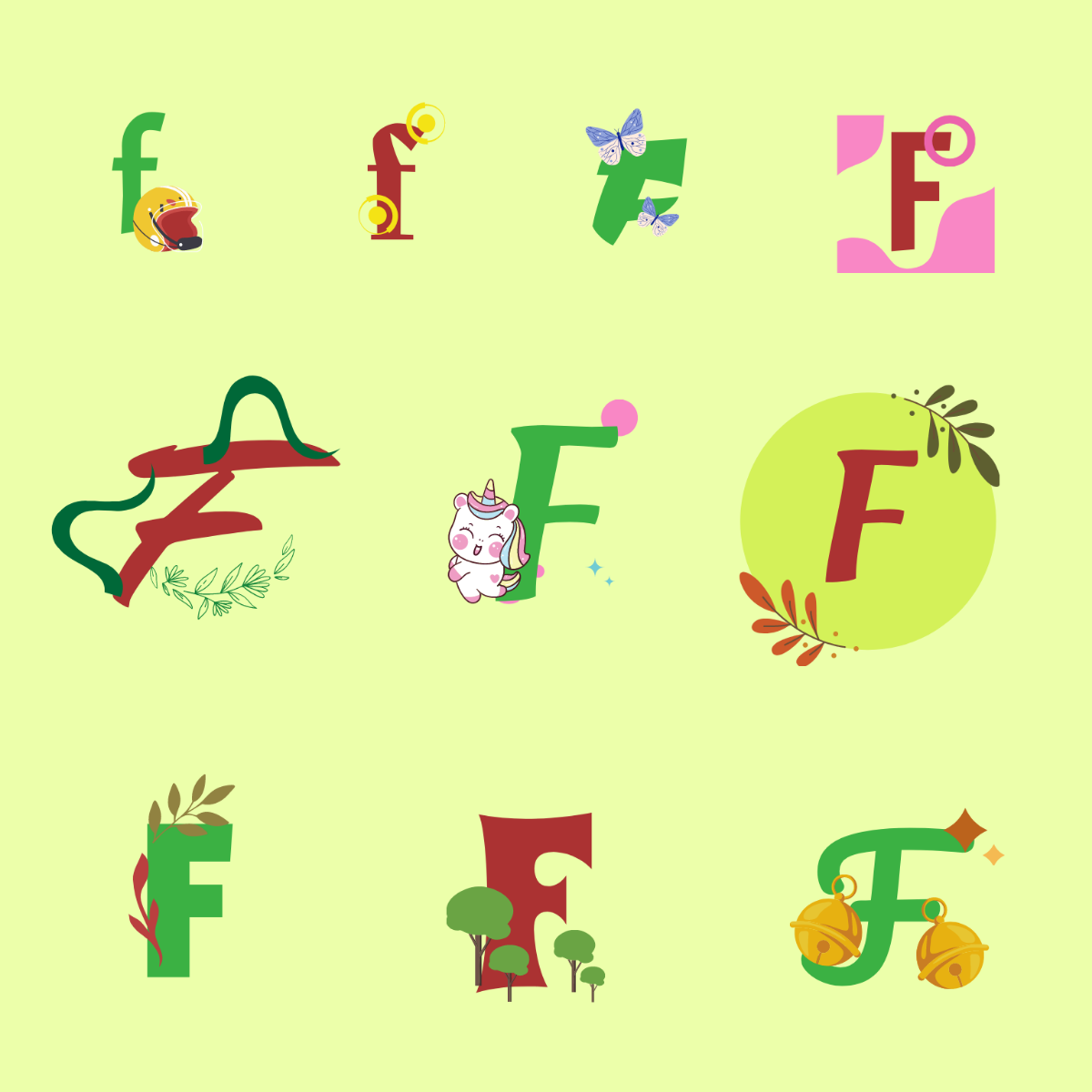 F Letter Design Template