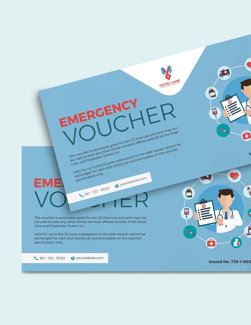 Emergency Hotel Voucher Template in PSD, Illustrator, Word, Publisher