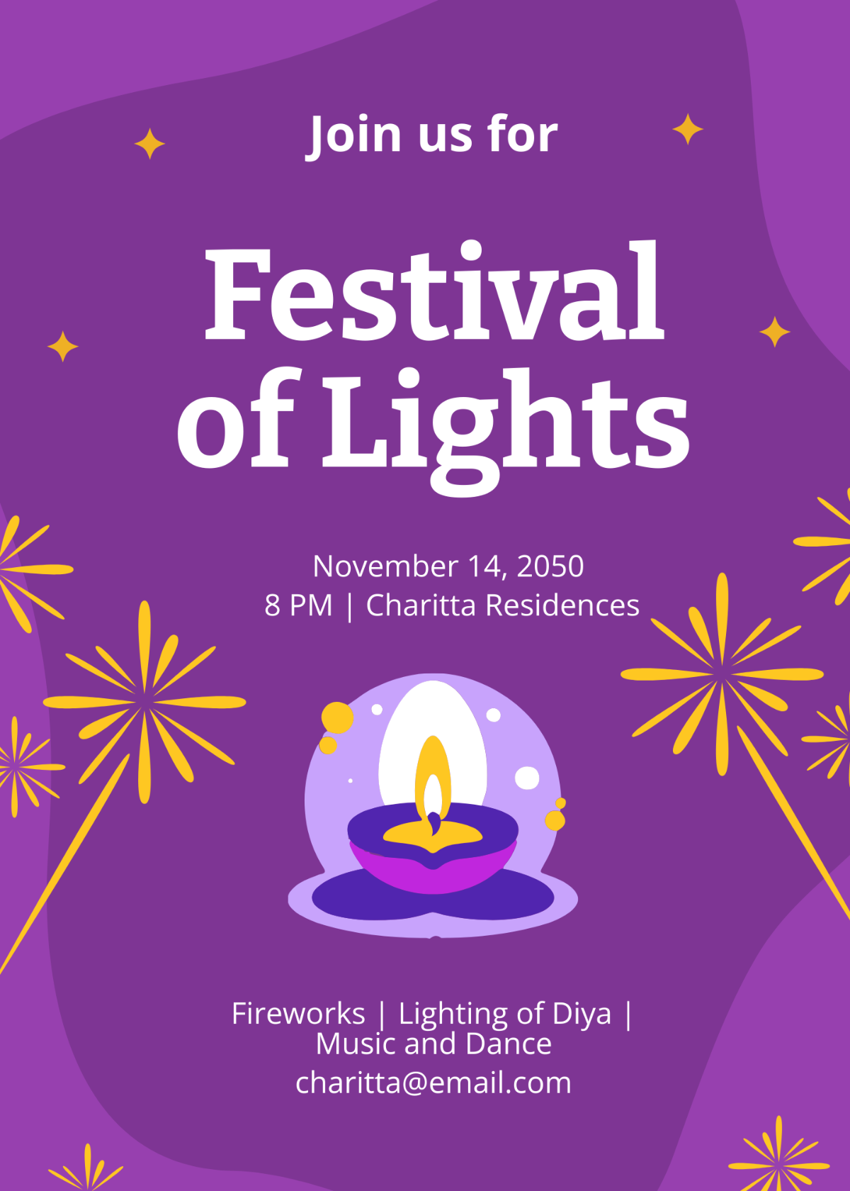 Festival of Lights Party Invitation Template - Edit Online & Download