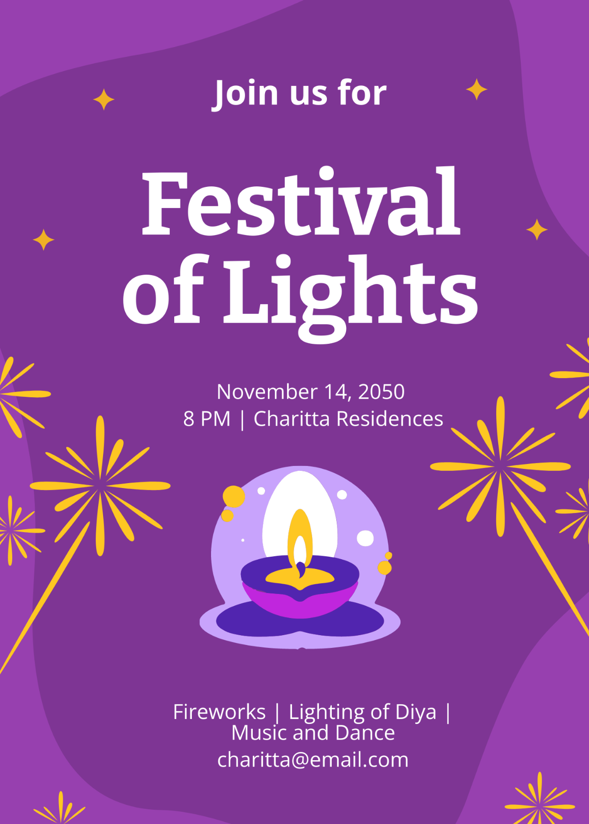 Free Festival of Lights Party Invitation Template