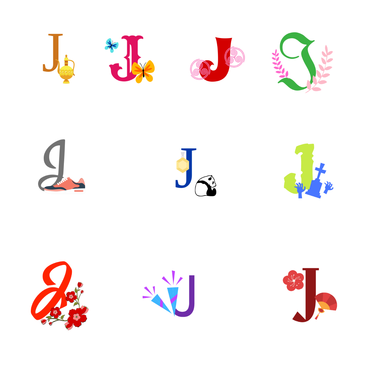 J Letter Design Template
