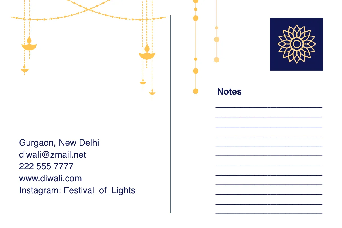 Free Festival of Lights Postcard Template to Edit Online