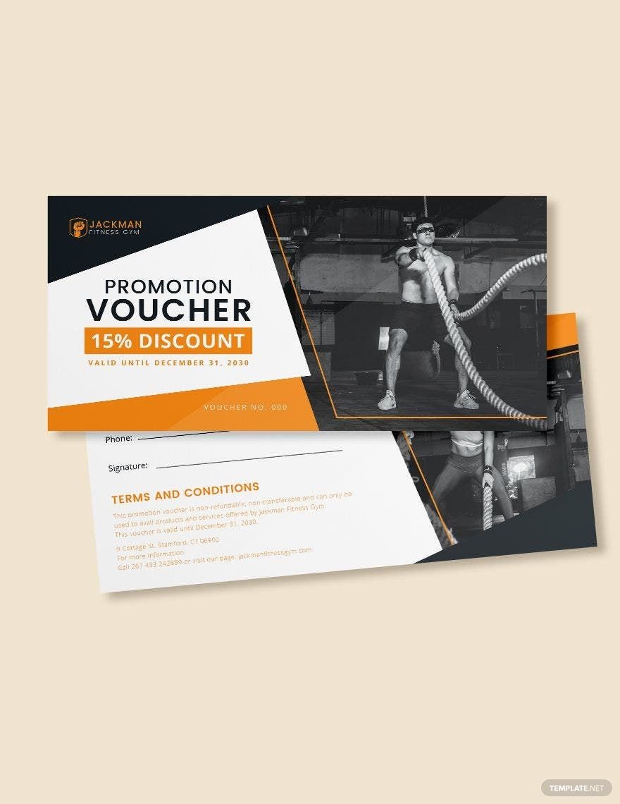 Gym Promotion Voucher Template in Word, Illustrator, PSD, Apple Pages, Publisher