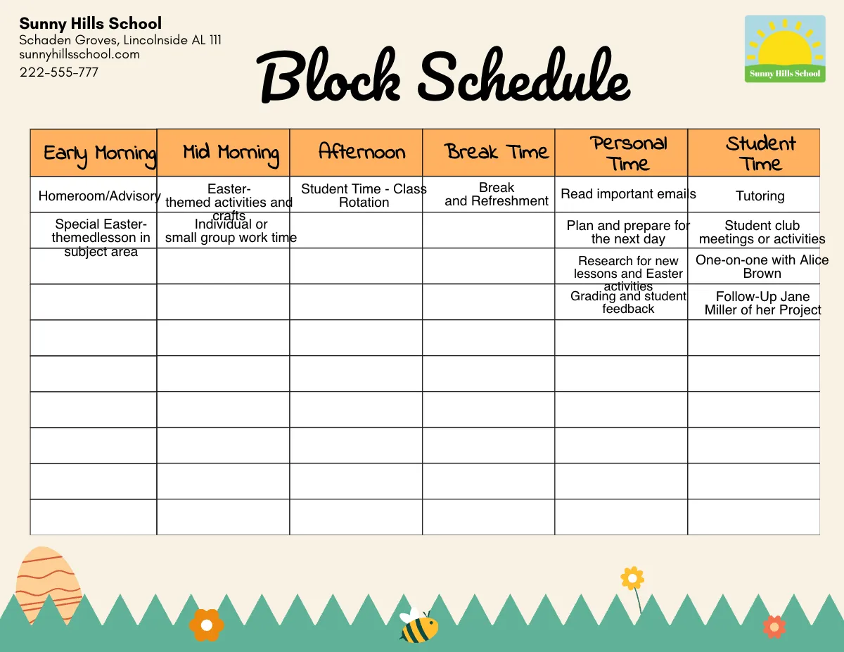 Free Easter Schedule Template to Edit Online
