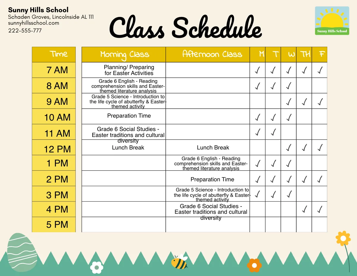 Free Easter Schedule Template to Edit Online