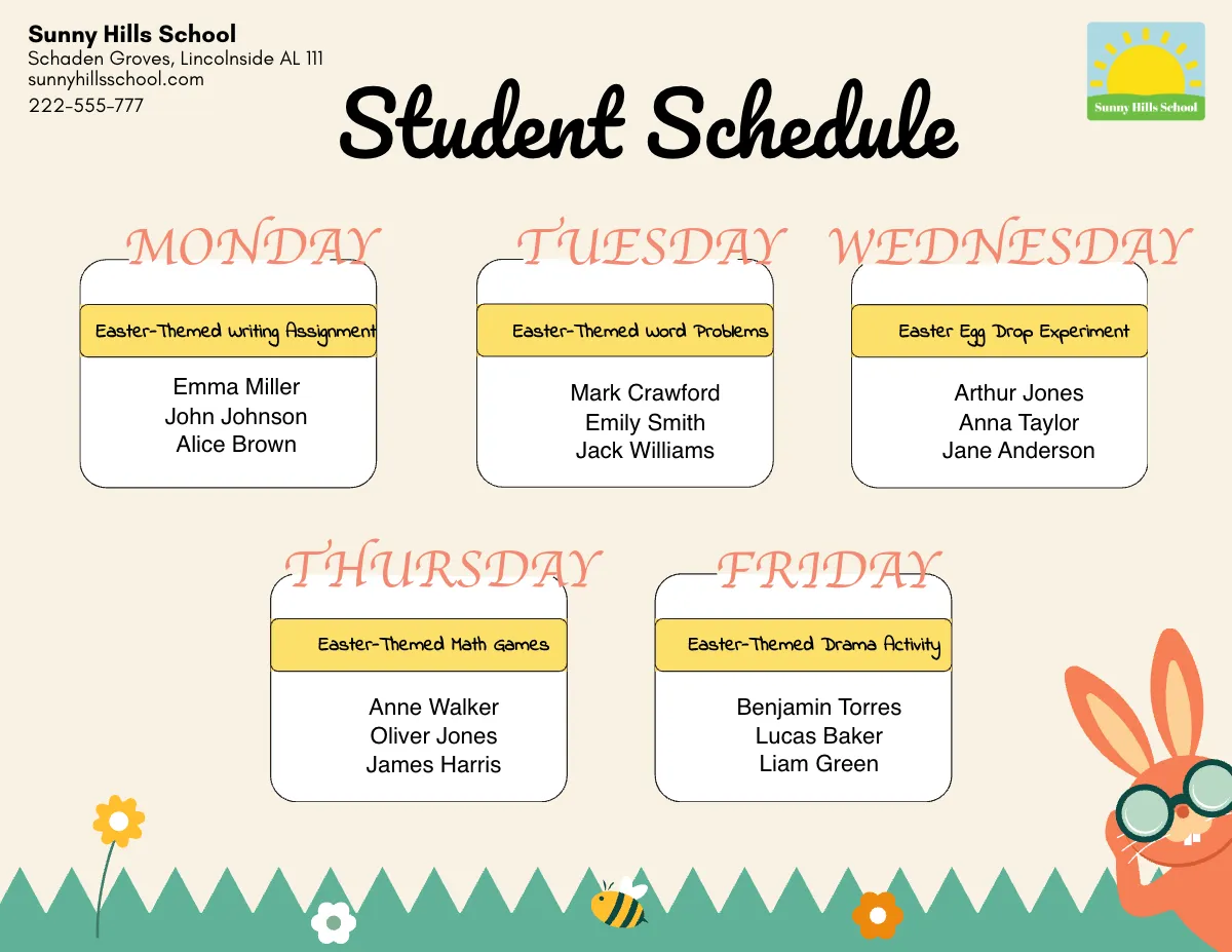 Free Easter Schedule Template to Edit Online