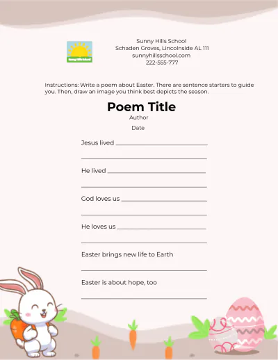 Free Easter Poem  Template to Edit Online