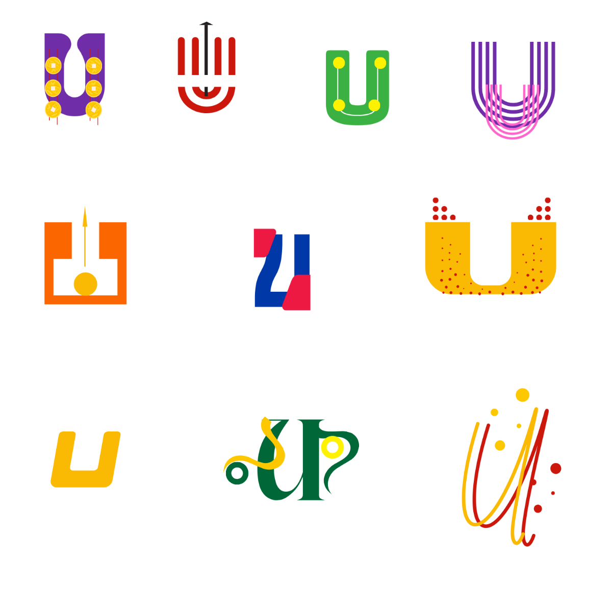 U Letter Design Template