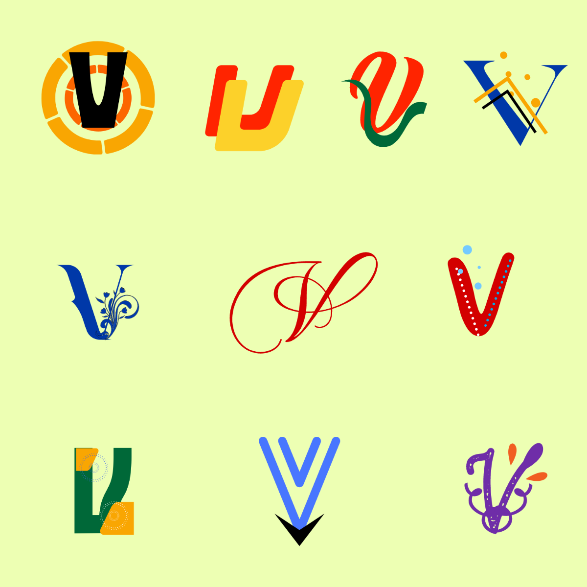 V Letter Design Template