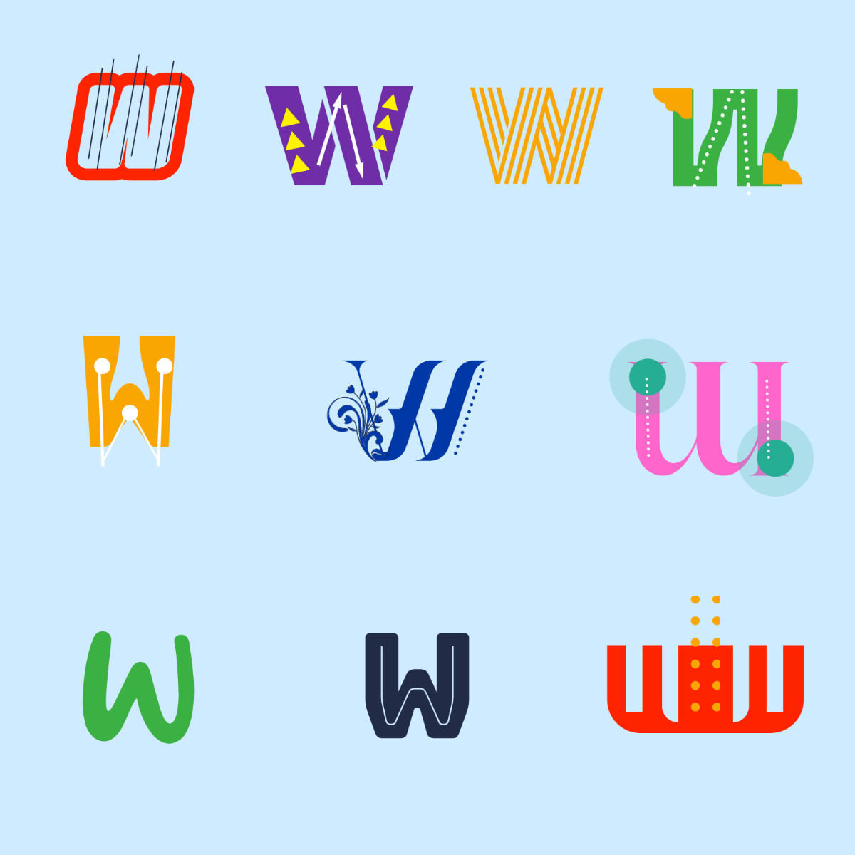 W Letter Design Template