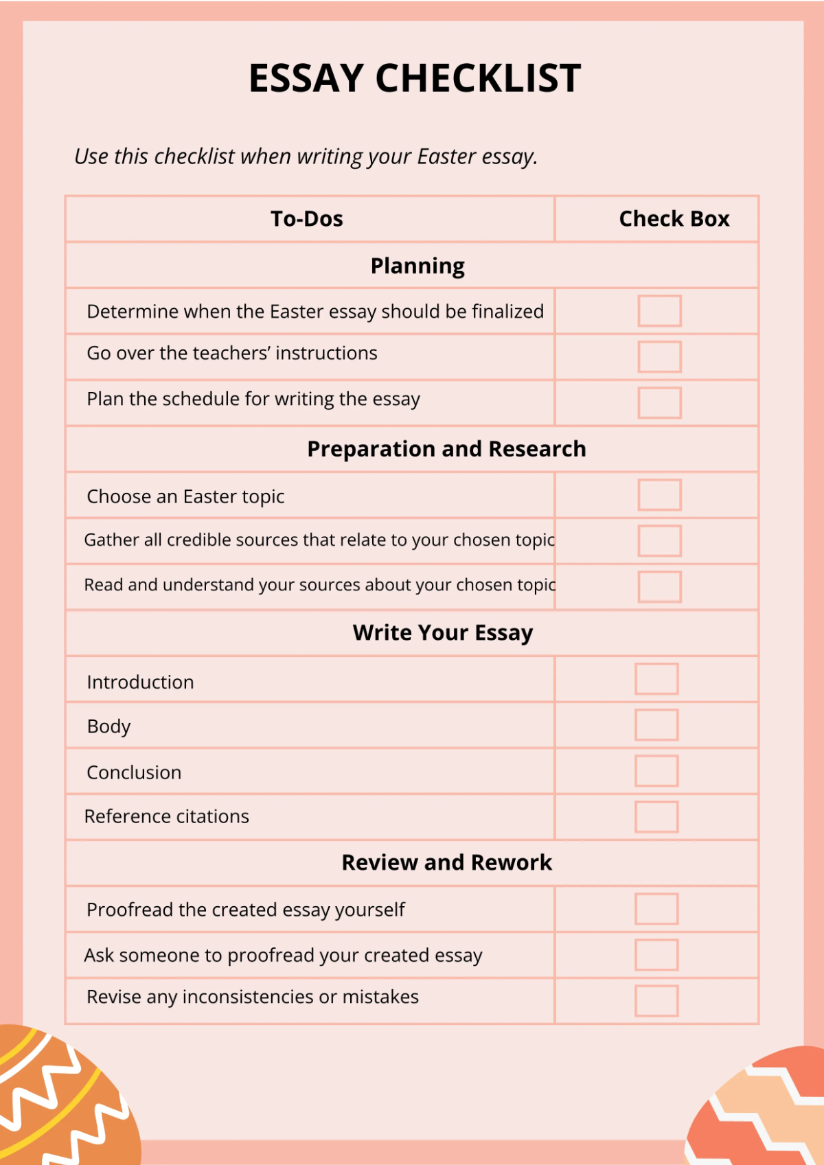 Free Easter Essay Template to Edit Online