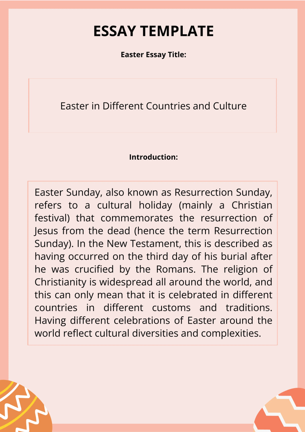 Free Easter Essay Template to Edit Online