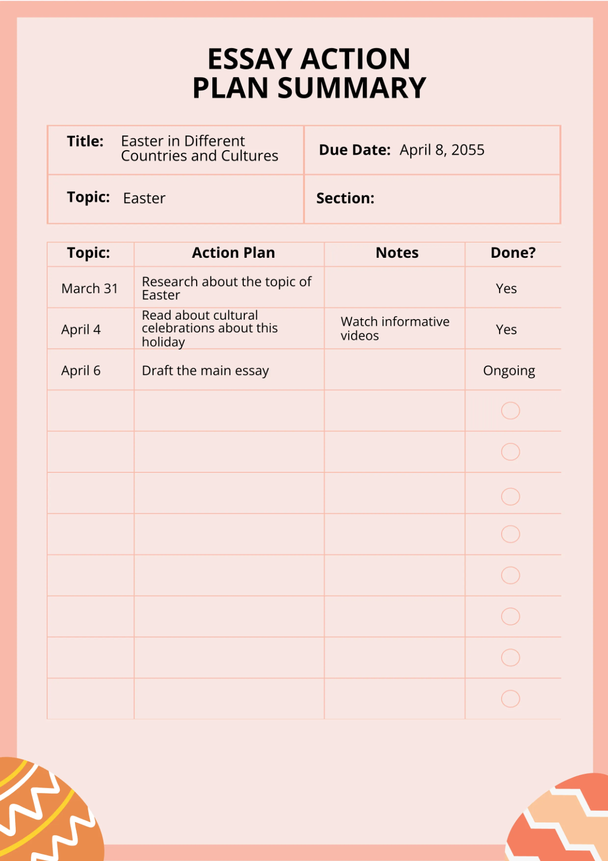 Free Easter Essay Template to Edit Online