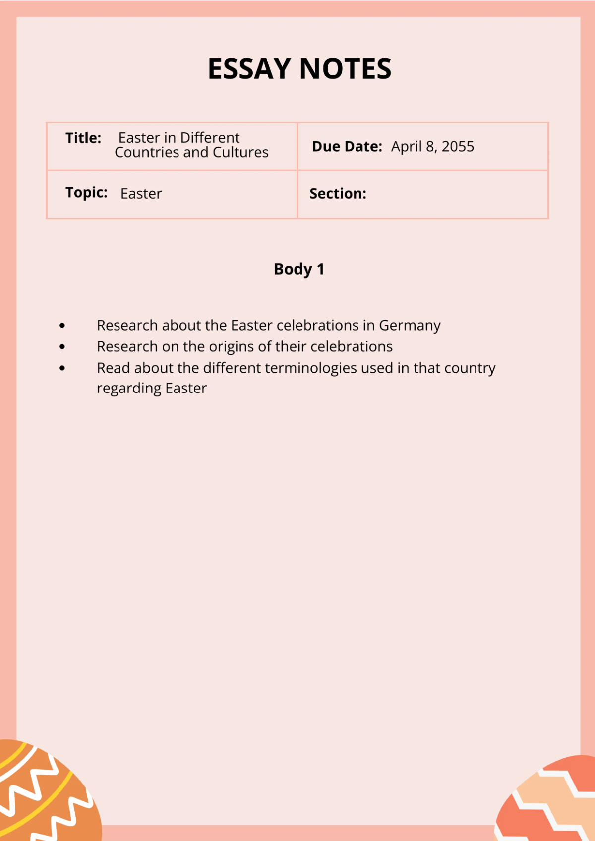 Free Easter Essay Template to Edit Online