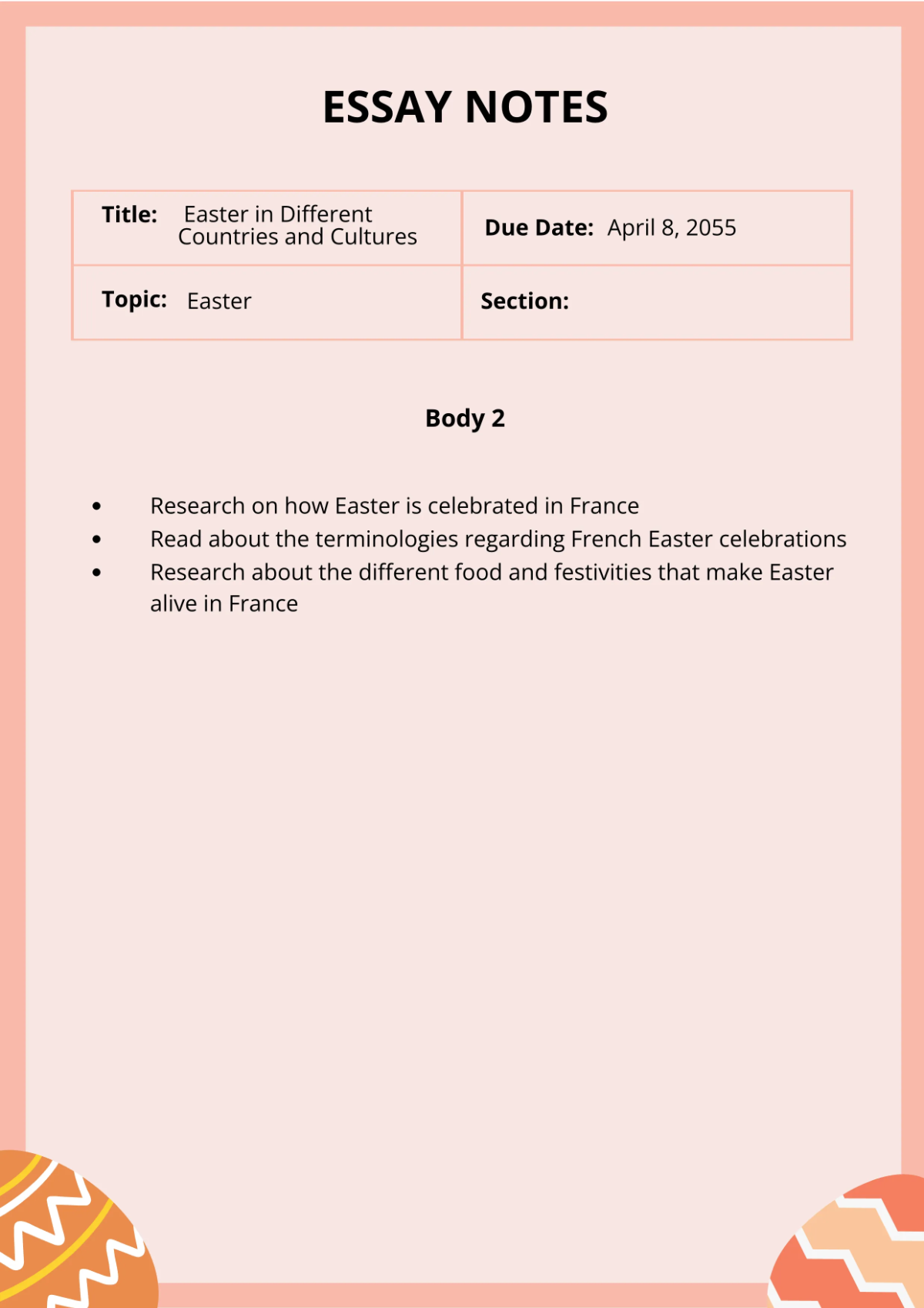 Free Easter Essay Template to Edit Online