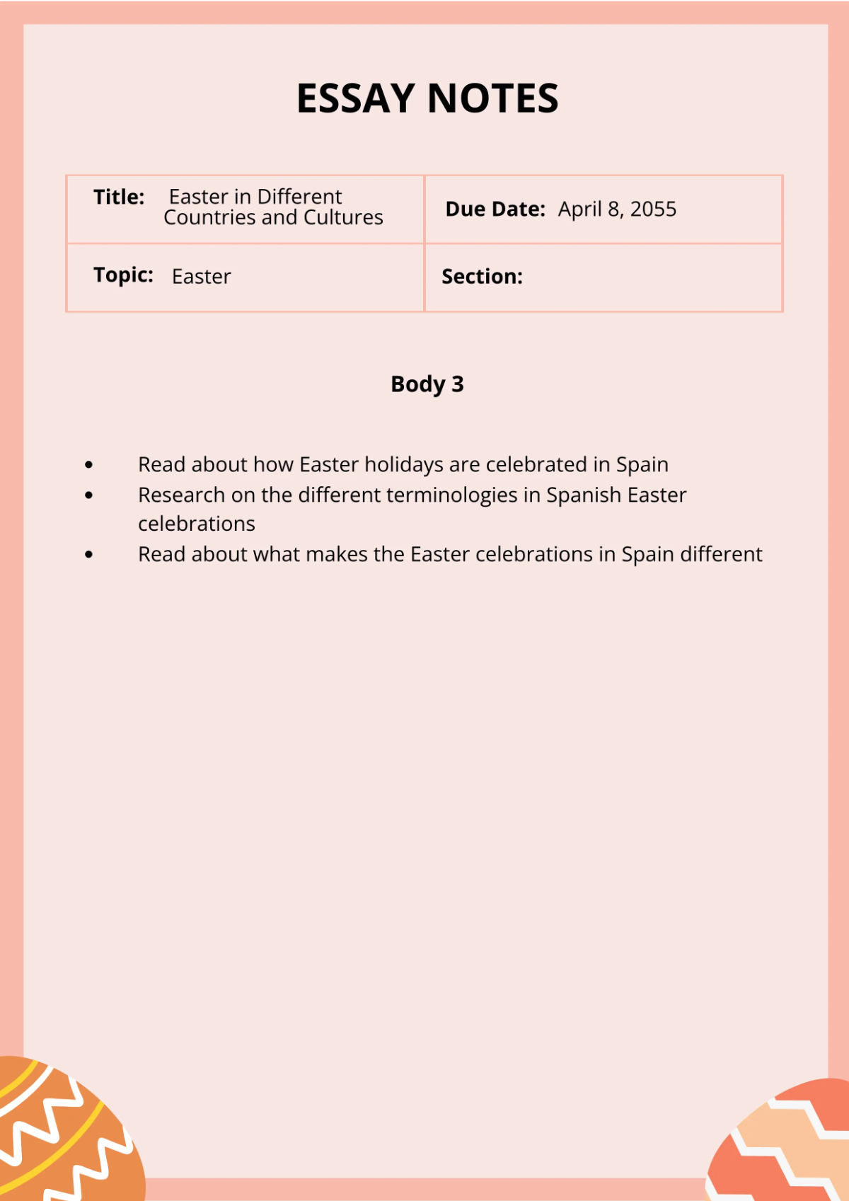 Free Easter Essay Template to Edit Online