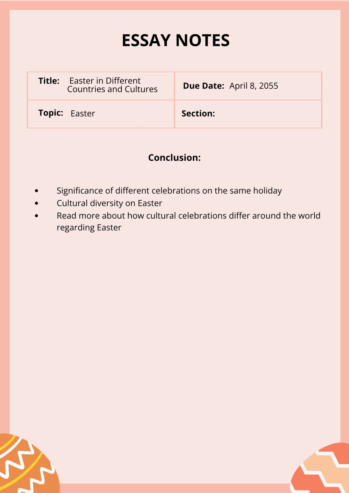 Free Easter Essay Template to Edit Online