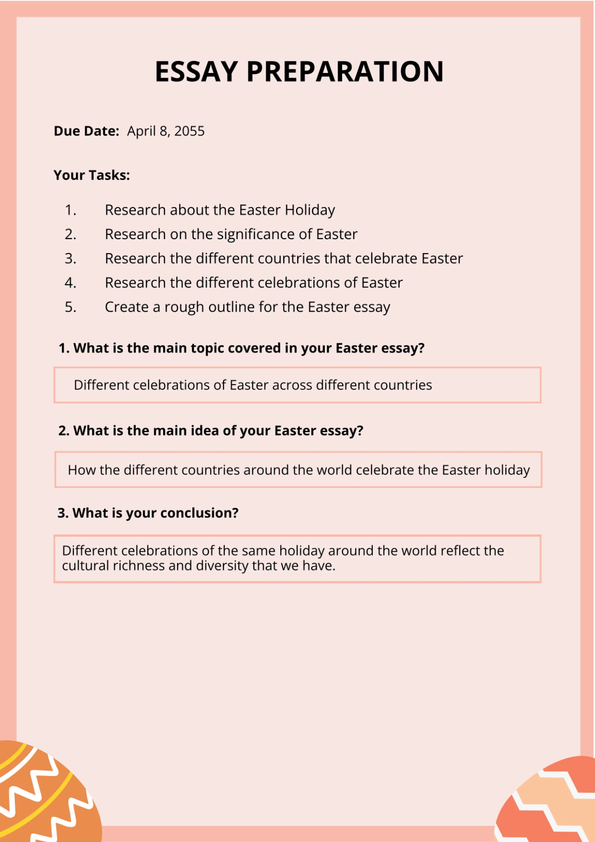 Free Easter Essay Template to Edit Online