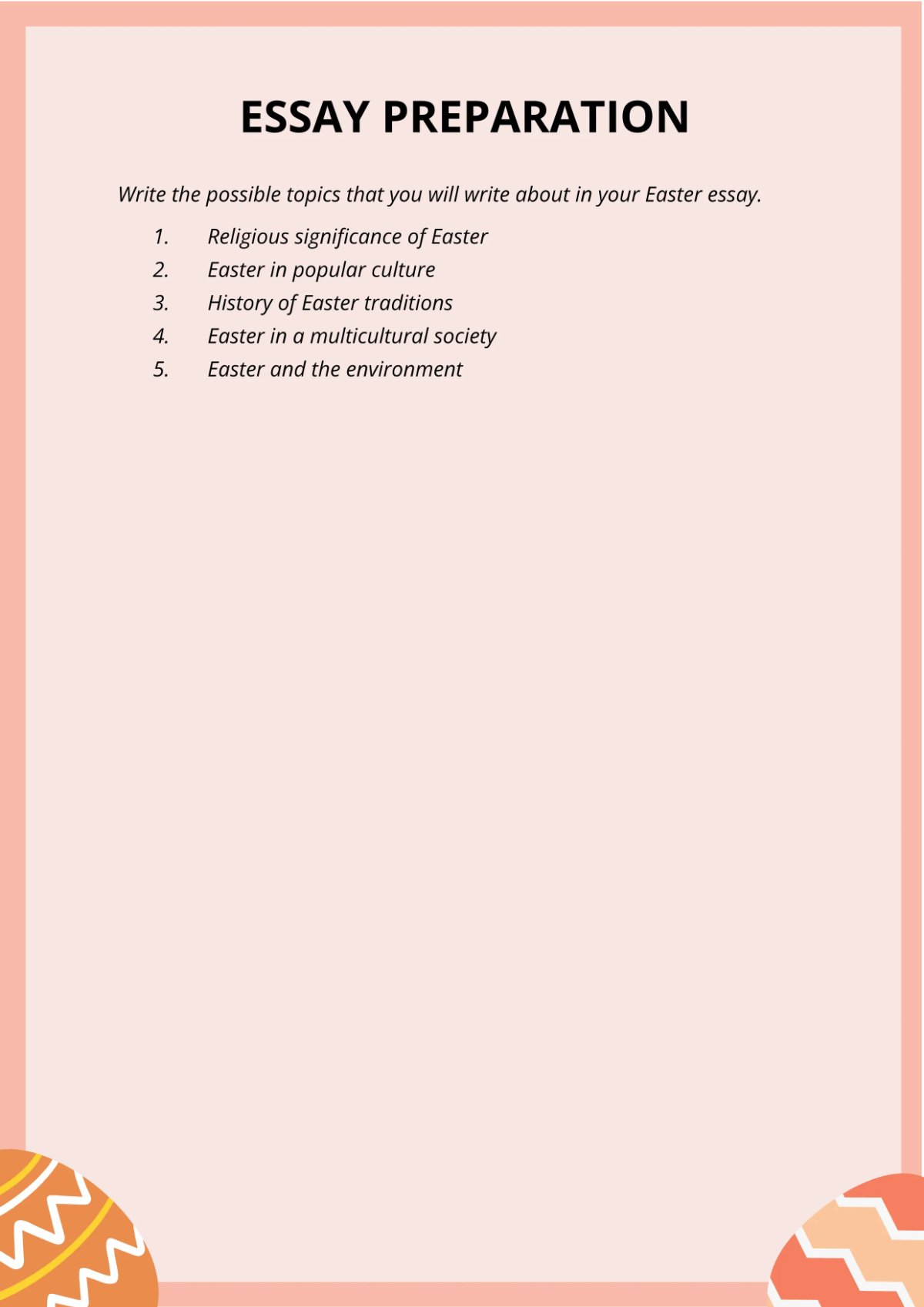 Free Easter Essay Template to Edit Online