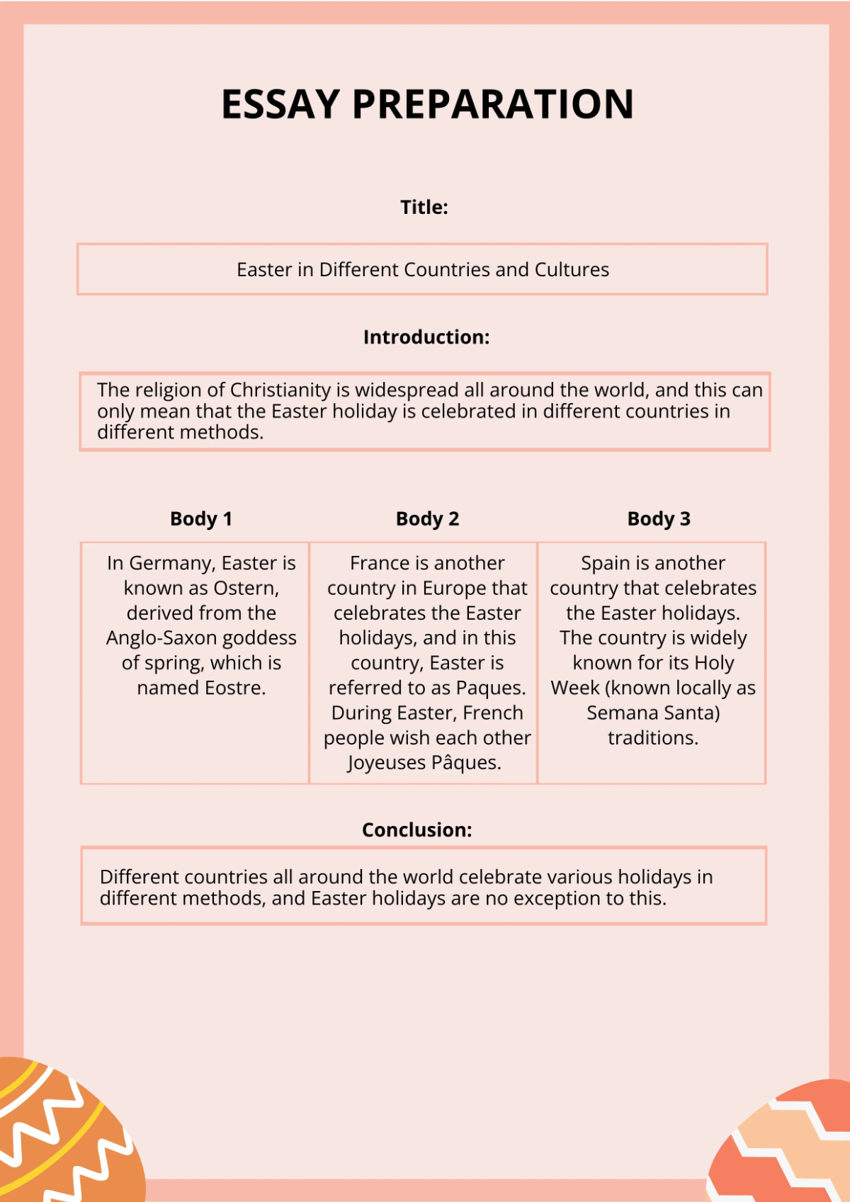 Free Easter Essay Template to Edit Online