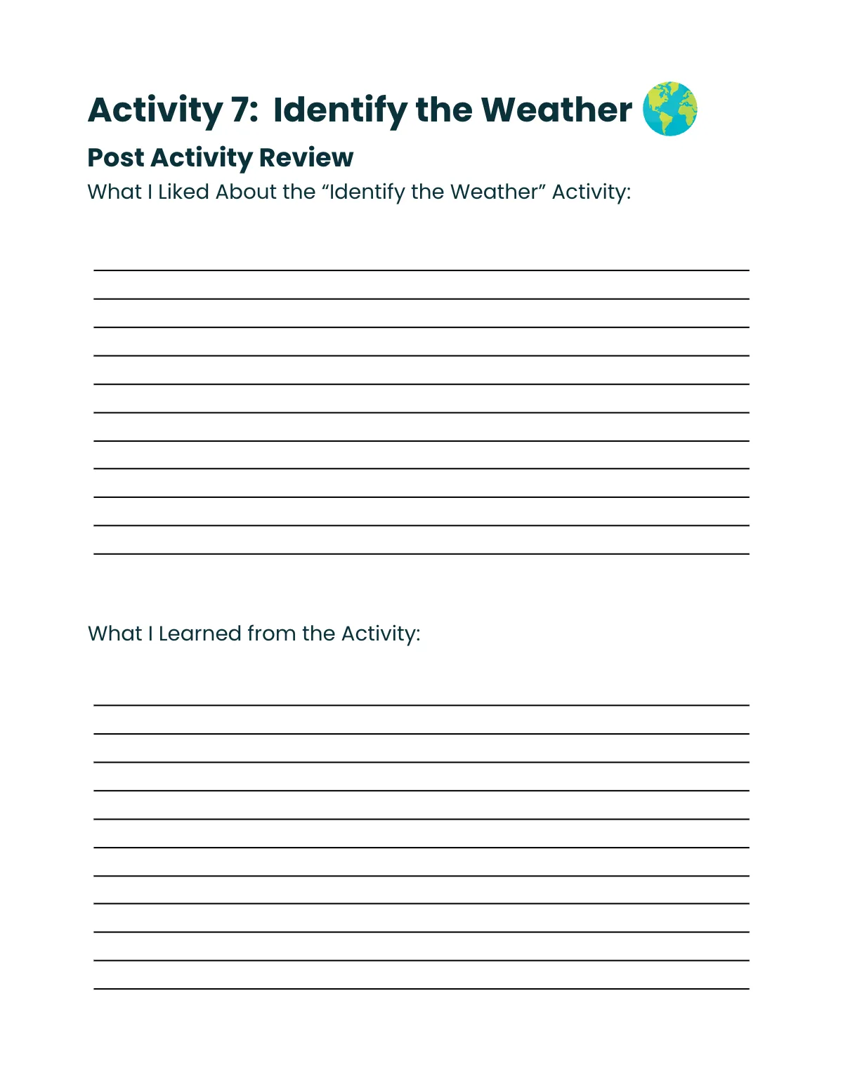 Free Earth Workbook Template to Edit Online