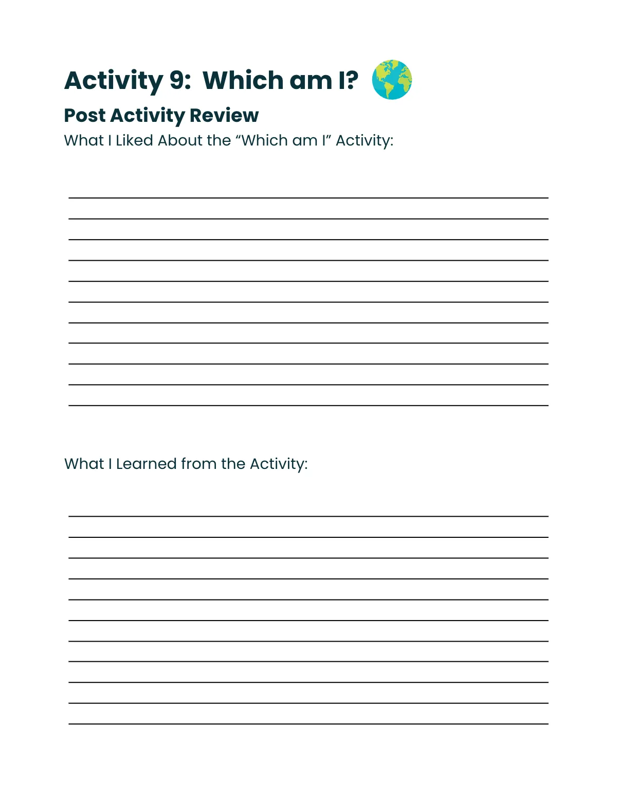 Free Earth Workbook Template to Edit Online