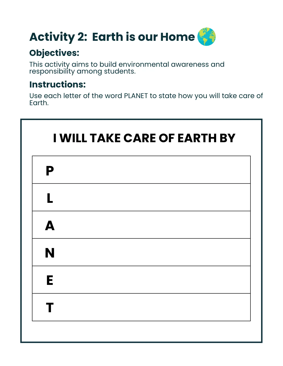 Free Earth Workbook Template to Edit Online