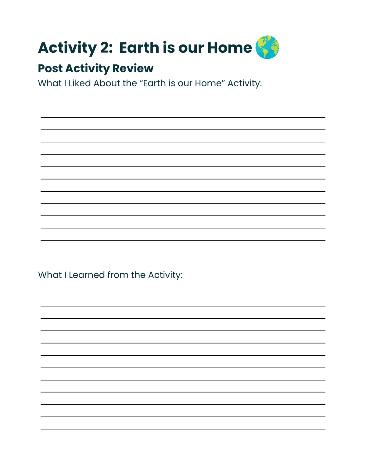 Free Earth Workbook Template to Edit Online