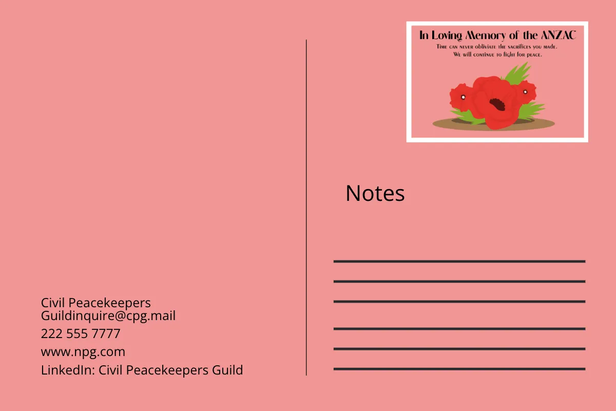 Free Anzac Day Postcard Template to Edit Online