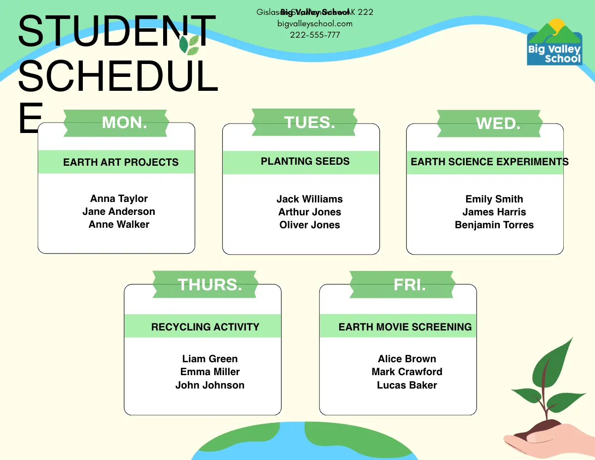 Free Earth Schedule Template to Edit Online