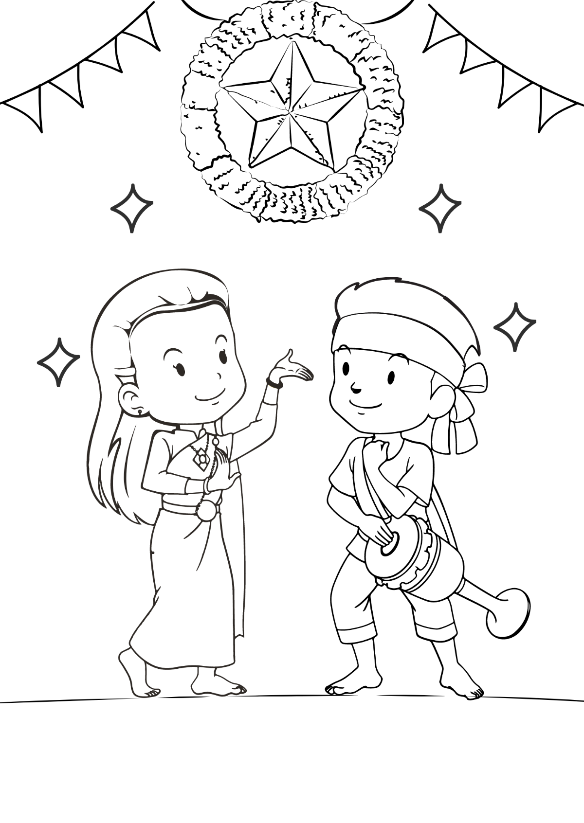 Free Khmer New Year Drawing Template