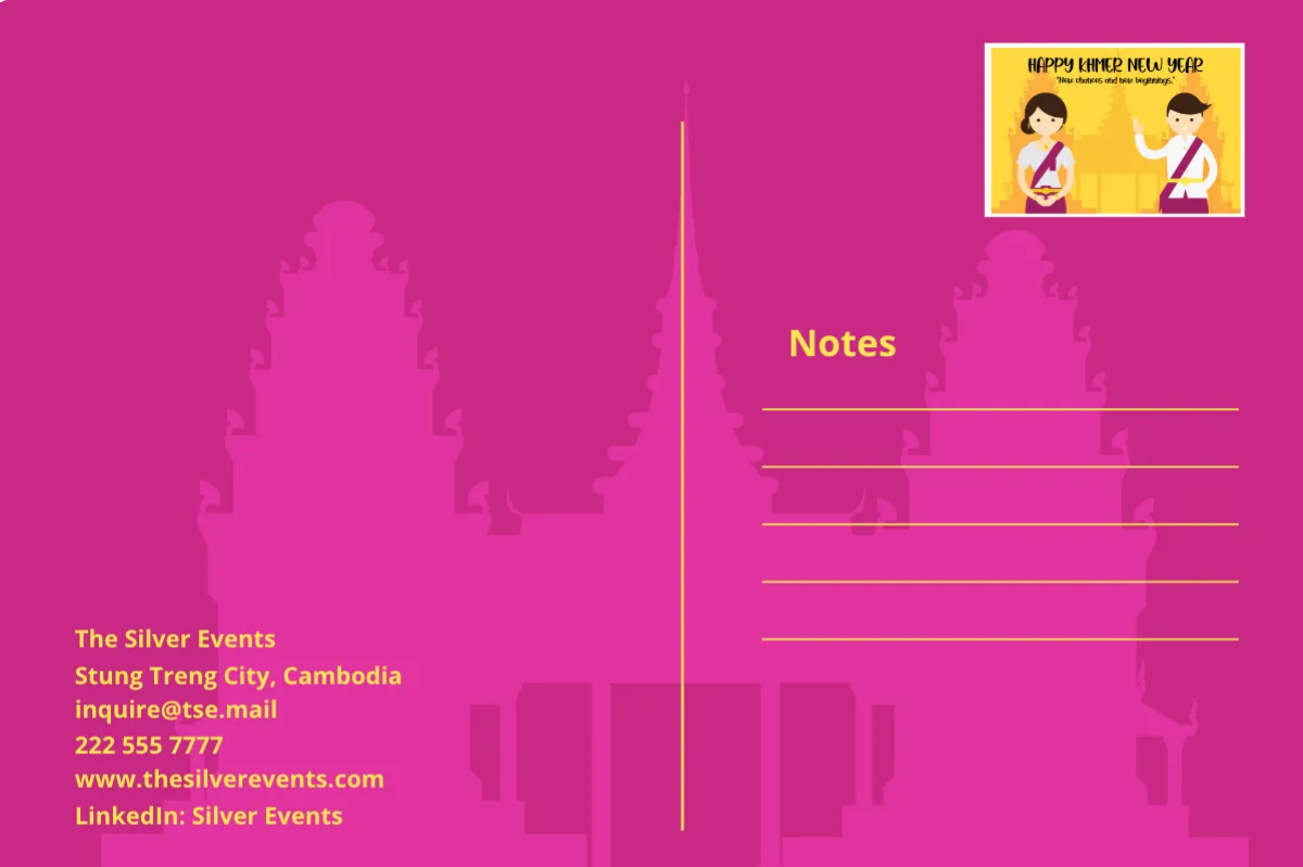 Free Khmer New Year Postcard Template to Edit Online