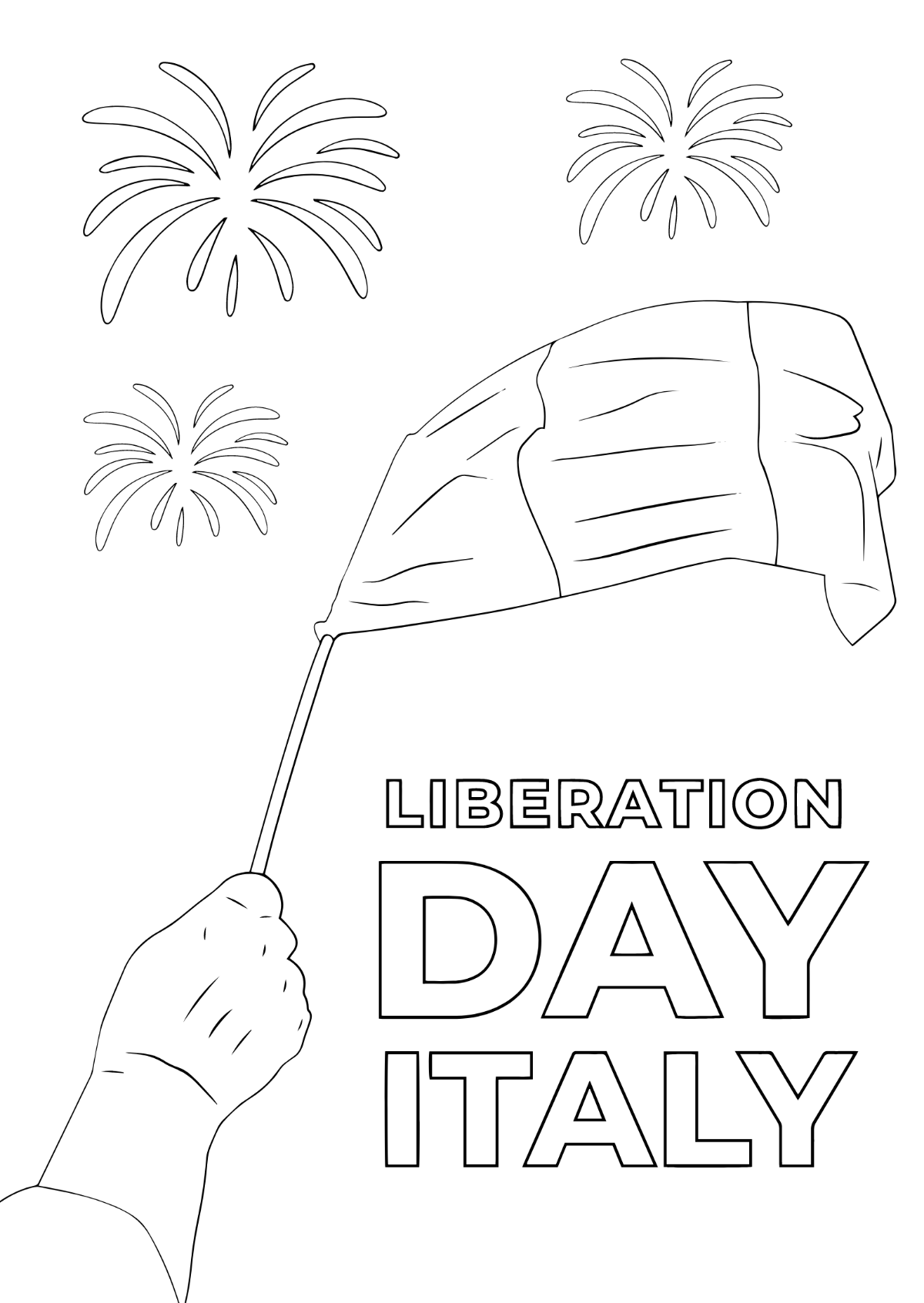 Italy Liberation Day Drawing Template