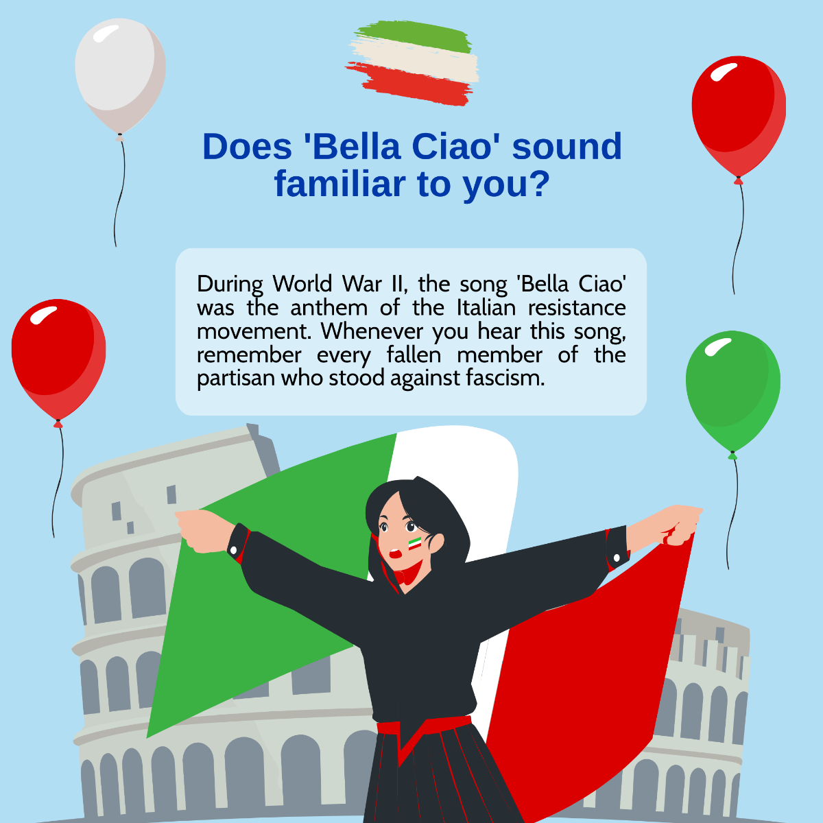 Free Italy Liberation Day Instagram Post Template