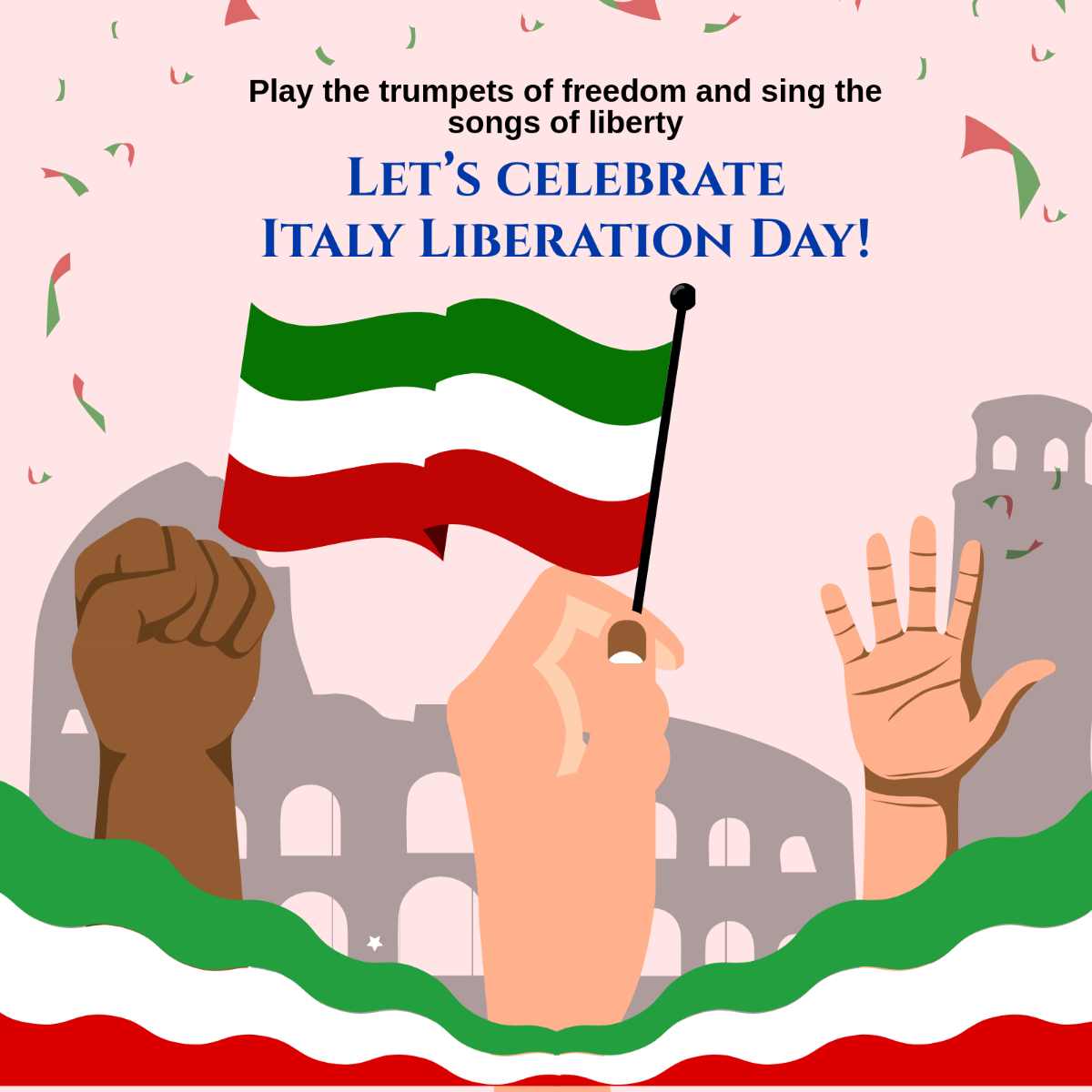 Free Italy Liberation Day Whatsapp Post Template