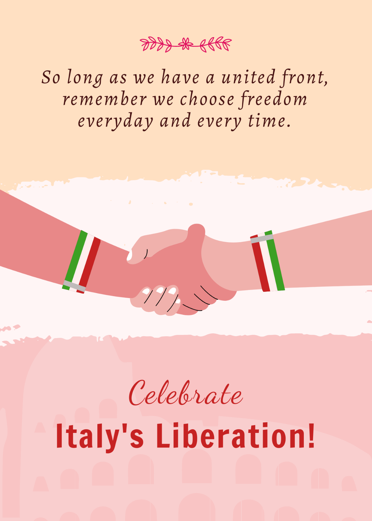 Free Italy Liberation Day Message  Template