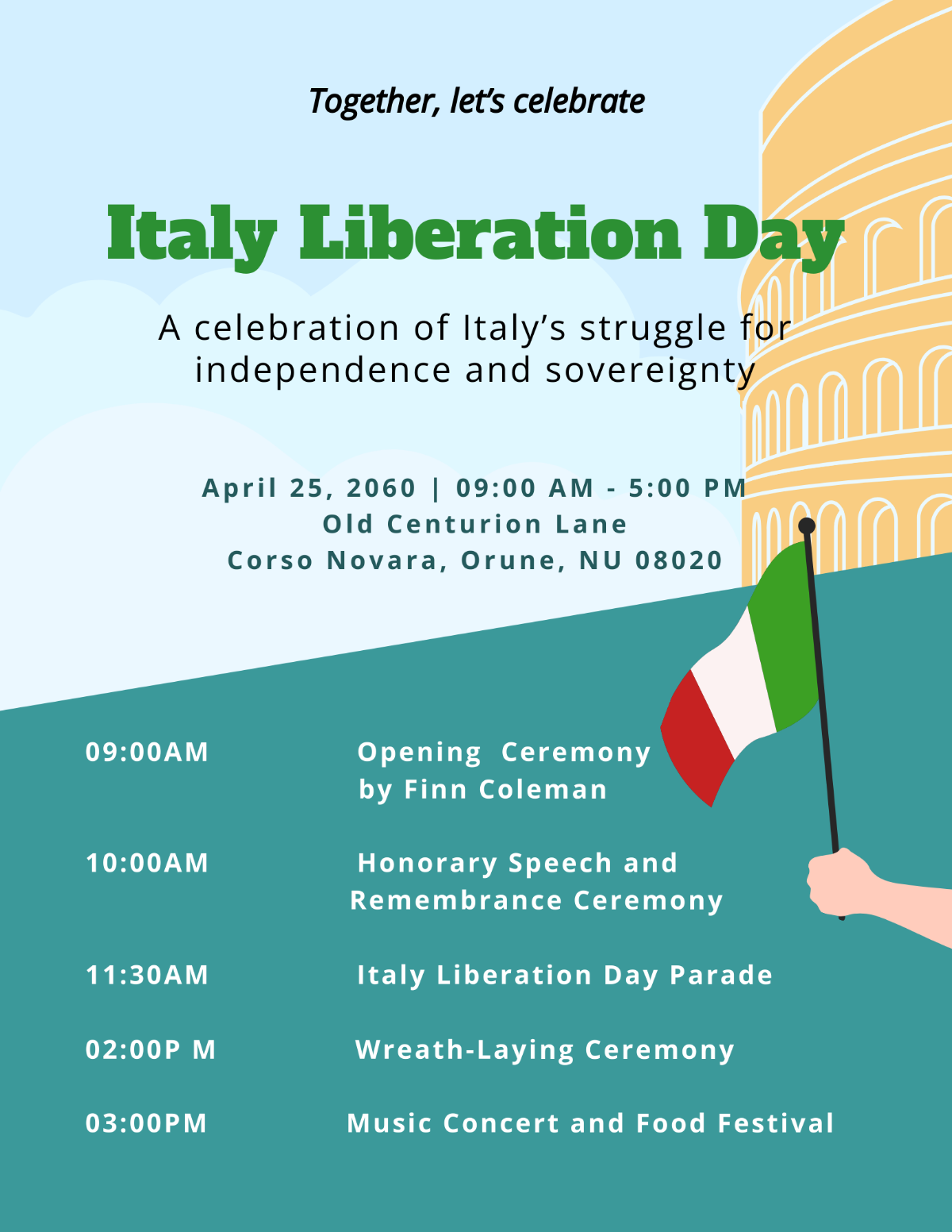 Italy Liberation Day Program Template