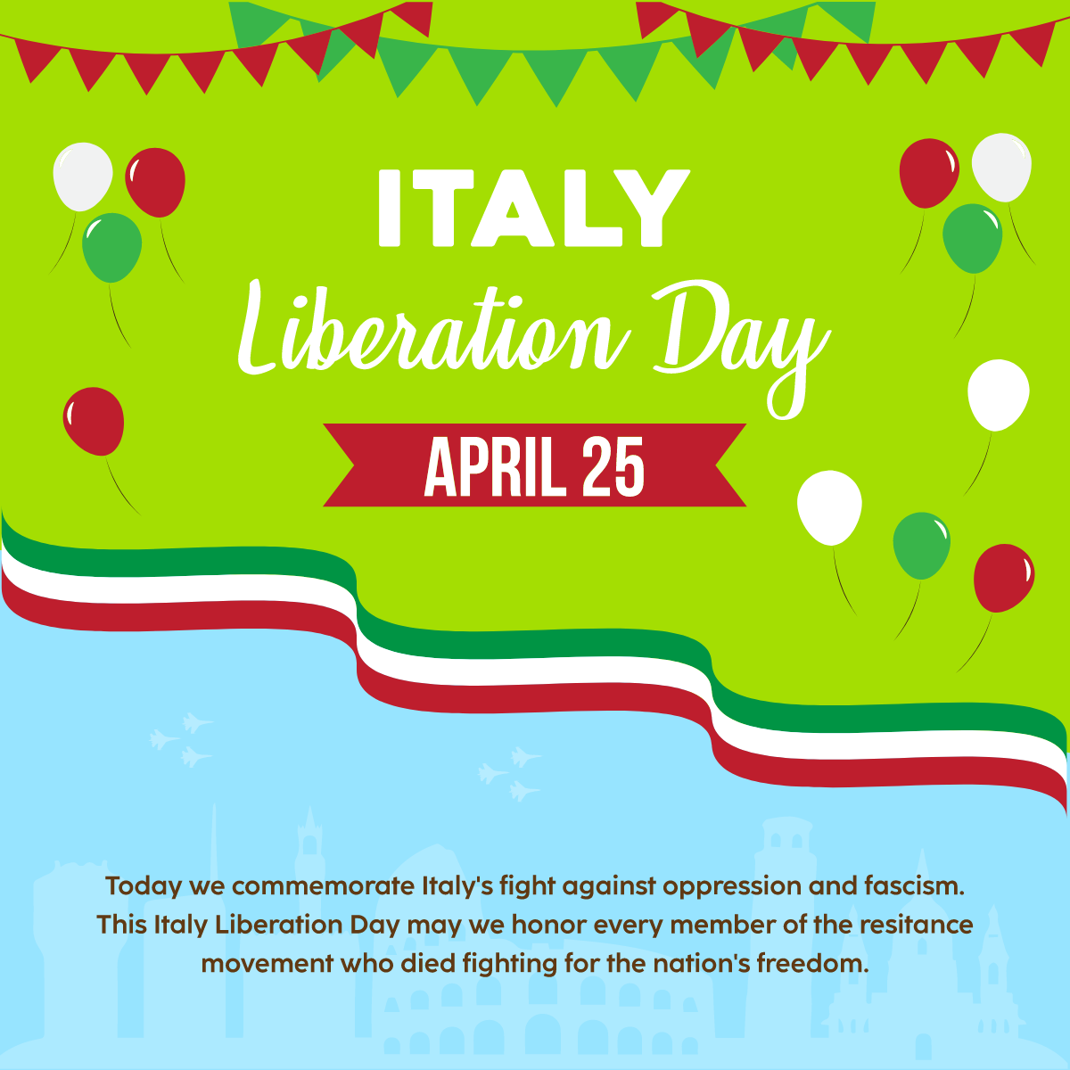 Free Italy Liberation Day Linkedin Post Template