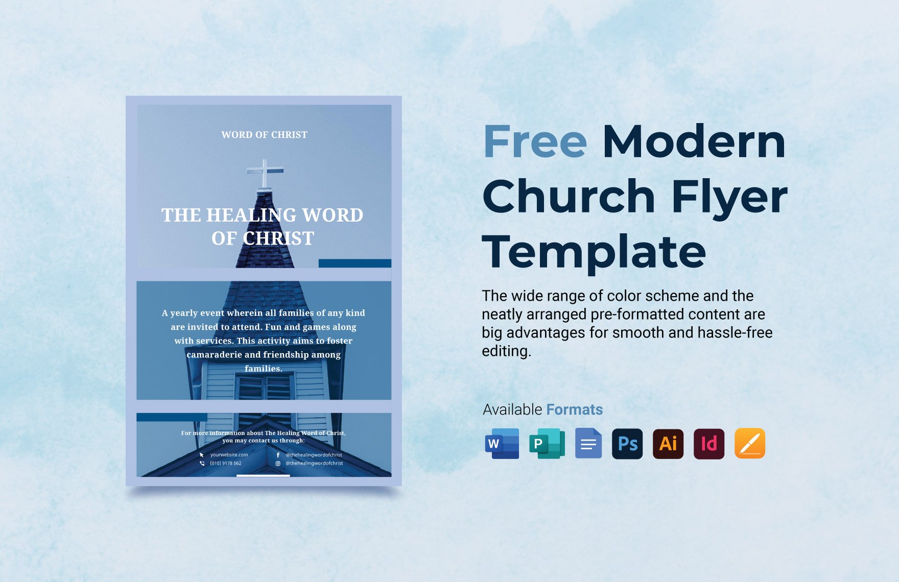 Modern Church Flyer Template in Word, Google Docs, Illustrator, PSD, Apple Pages, Publisher, InDesign