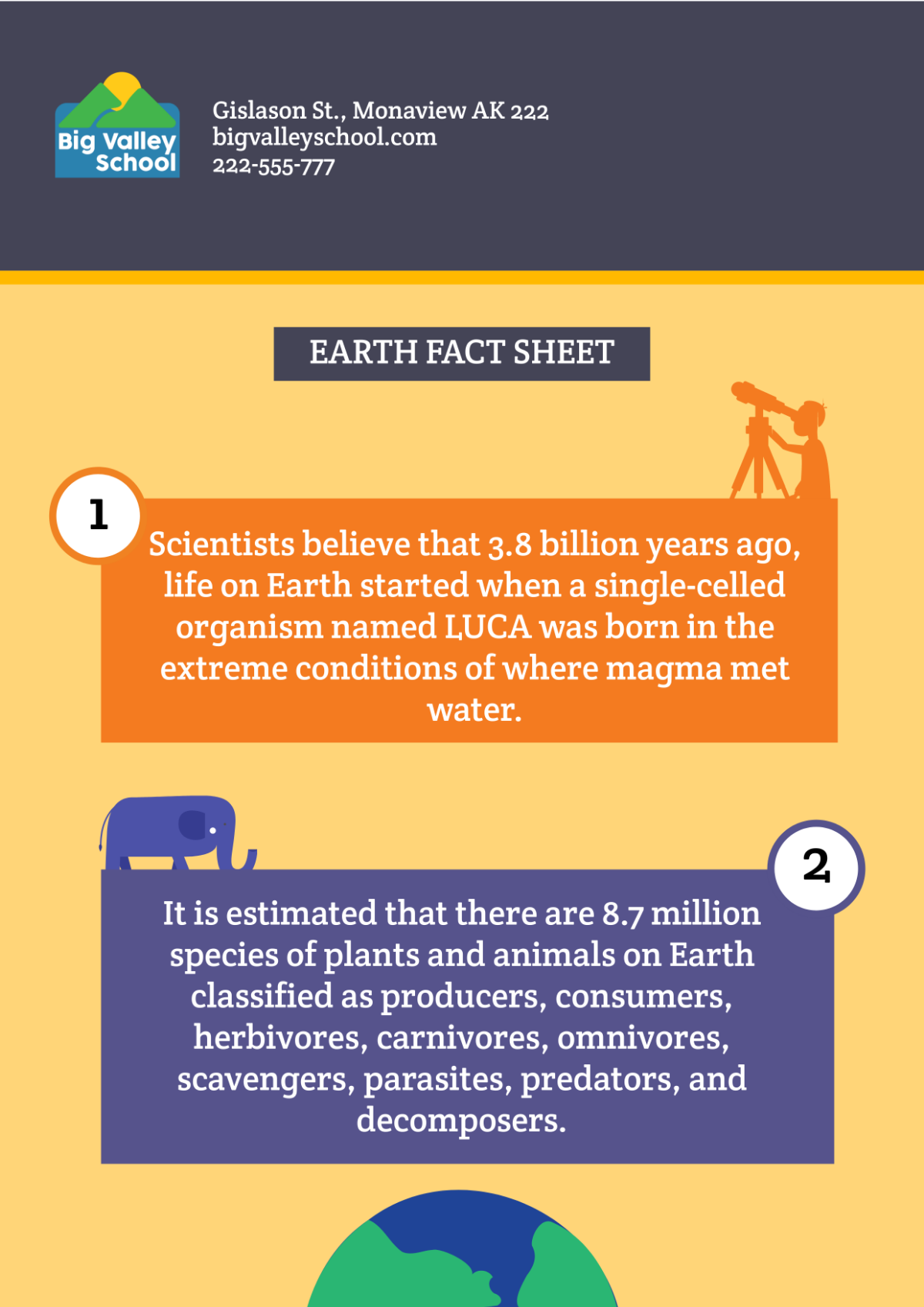 Free Earth Fact Sheet Template